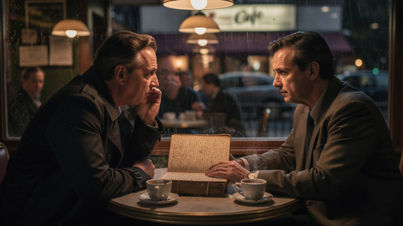 two people talking in cafe